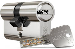 Titan K5 ACS Törésvédett Hengerzárbetét 40/40 Szatén Króm Felület (5 Kulcs) (25-HK5ASC-Z-40-40)