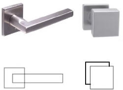 Gomboss/Perfekto Ella Négyzetrozettás Rozsdamentes Inox PZ Asszimetrikus Gomb/Kilincs (70-000097-52-GE)