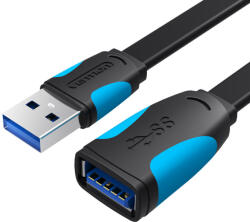 Vention USB 3.0, (hosszabbító, lapos, fekete), 1, 5m, kábel (VAS-A13-B150)