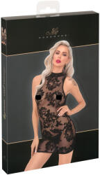 Noir Rochie mini fără mâneci cu broderie de trandafiri - negru