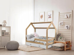  Pat pentru copii CASETA D3, 80 x 160 cm, pin Saltele: Saltea EASYSOFT 10 cm, Cutie depozitare pat: Cu sertar de pin, Somiera pat: Cu lamele curbate