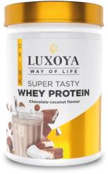 Luxoya PROTEIN - PRÉMIUM FEHÉRJE ITALPOR 450 g PET - Csokoládé-kókusz ízű - VALÓDI CSOKIDARABOKKAL ÉS KÓKUSZRESZELÉKKEL!