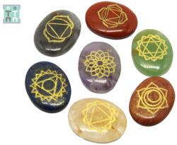  Set Simboluri 7 Chakre Gravat Pentru Echilibrarea Chakrelor 37-40 x 25-28 mm - 1 Set