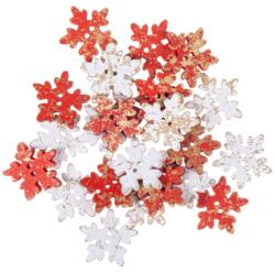  Fa gombok 2.5 cm Hópelyhek 24 db | piros és fehér