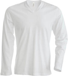 Kariban Férfi hosszú ujjú V-nyakú pamut póló, Kariban KA358, White-3XL (ka358wh-3xl)