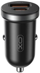  USB-A/USB-C autós gyorstöltő 30W - fekete