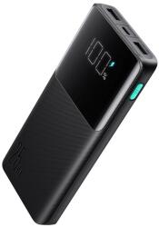 JOYROOM vésztöltő 2 USB+Type-C aljzat (10000mAh, 25W, PD gyorstöltő, LED kijelző) FEKETE (JR-PBF20) - bluedigital