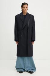 Y/Project gyapjúkabát DOUBLE FRONT COAT sötétkék, átmeneti, kétsoros gombolású, 201CO006 - sötétkék S