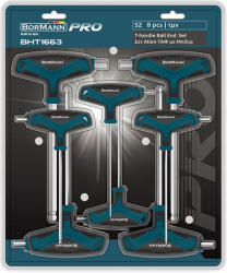 BORMANN Pro 8 részes Imbusz T-kulcs KÉSZLET gömb véggel, 2, 5-10mm (BHT1663) (BHT1663)