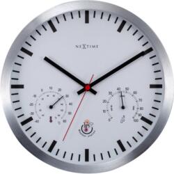 NeXtime Ceas cu termometru și higrometru Weather Station Clock alb-argintiu (90514WI)