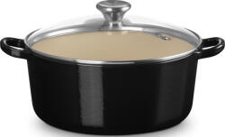 Le Creuset Tavă pentru gătit și copt Tradition Collection 24 cm negru mat cu capac de sticlă (27001241402423)