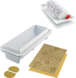 Silikomart Formă pentru produse de patiserie Frozen Buche cu covoraș texturat pentru ornare 2 el (25.071.63.0065)