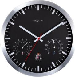 NeXtime Ceas cu termometru și higrometru Weather Station Clock negru-argintiu (90514ZW)