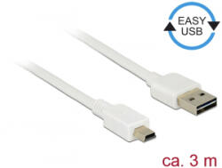 Delock Kábel, EASY-USB 2.0-s A-típusú csatlakozódugó > USB 2.0-s Mini-B-típusú csatlakozódugó, 3 m, (85161) (85161) - aqua
