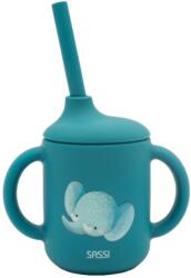Sassi Силиконова чаша със сламка Sassi - Chewy The Elephant, синя (SSSI0771)