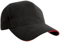 Result Headwear Kefélt pamut szendvicscsúcsú baseball sapka fekete|vörös