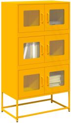 vidaXL Highboard Mustársárga 68x39x123 cm Acél (853353)