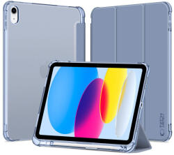 Apple iPad 10.9 (2022) / iPad 11 (2025), mappa tok, közepesen ütésálló, érintőceruza tartó, érintőceruza nélkül, színes átlátszó hátlap, Smart Case, TP SC Pen Holder Hybrid, kék - tok-shop