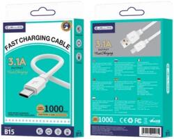 JELLICO B15 USB kábel, USB-A - USB-C (1 méter 3, 1A), fehér (Gyors töltés)