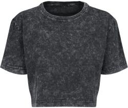 Build Your Brand Tricou crop top pentru femei Acid Washed - Gri închis / albă | S (BY054-1000229544)