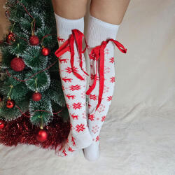 Aura Via Combzokni RÉNSZARVAS mintás masnival 35-38, Fehér 81165