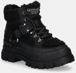 Buffalo bokacsizma Aspha Com Mid Warm fekete, női, téliesített, lapos talpú, 1622328-BLK - fekete Női 39