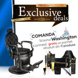 Menoser Set 3 - Scaun Frizerie - Washington - Negru + 11 Produse Cadou