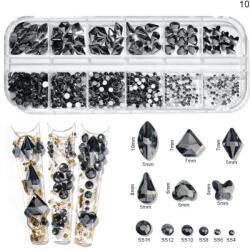 Everin Cristale Decor Unghii Negre - Mărimi și Forme Diferite Nail Art KK-10 (KK-10)