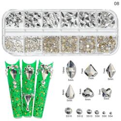 Everin Cristale Decor Unghii Argintii - Mărimi și Forme Diferite Nail Art KK-08 (KK-08)