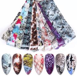 Everin Set 10 Folii Transfer Unghii FT-RS10 | Animal Print & Reptile 20×4 cm (FT-RS10)