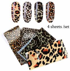 Everin Set 4 Folii Transfer Unghii Leopard 4×20 cm | Nail Art Animal Print Profesional (FT-S4)