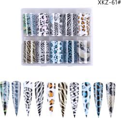 Everin Set 10 Folii Transfer Unghii Animal Print XKZ-61 | Nail Art Profesional 100×4 cm (XKZ-61)