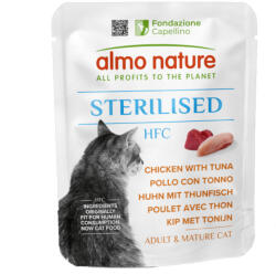 Almo Nature 24x50g Almo Nature HFC Sterilised Csirke & tonhal nedves macskatáp