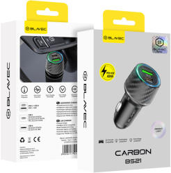 Blavec Autós töltő BS21 Carbon - Type C + USB - PD 48W 3A (CCBS21C-CUB48) fekete