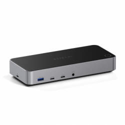 Satechi Alumínium 4K Kijelző Dokkoló Állomás (3x 4K/60Hz, 2x DisplayPort 1.4 4k/60Hz, 3x HDMI, 1x DP Alt mód, 1x USB 3.1, 1x USB-C 3.1 Gen2, 2x USB3.0, 1x USB-C 3.0, 1x Ethernet, 1x Audio, Kensington zár) - S