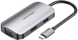 Vention USB-C Dokkolóállomás HDMI, VGA, USB 3.0, PD 0.15m Vention TOAHB, szürke