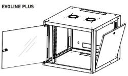 Legrand EVO16U6045P Evoline+ 19" 16U 600x450mm levehető oldallapos üvegajtós egyrészes fali rack szekrény (EVO16U6045P) - pcx
