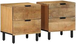 vidaXL 2 db barna tömör mangófa éjjeliszekrény 40 x 33 x 46 cm (4017719)