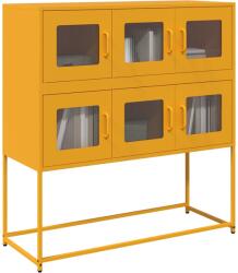 vidaXL mustársárga hideghengerelt acél tálalószekrény 100, 5x39x107 cm (853425)
