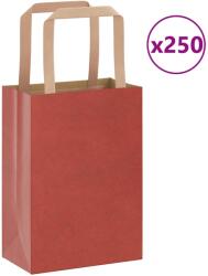 vidaXL 250 db piros papírzacskók fogantyúkkal 15x8x21 cm (4101977)