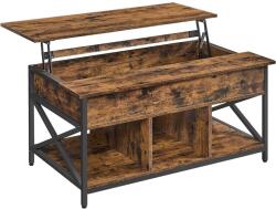 VASAGLE Dohányzóasztal, felnyitható asztal a nappaliba 60 x 100 x (48-62) cm, rusztikus barna (LCT205B01V1) - pepita