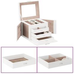 vidaXL ékszerdoboz 4 rétegű tükörrel zárható fehér 22, 5x17, 5x16, 5 cm (4103560)