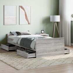 vidaXL szürke sonoma színű ágykeret fej- és lábtámlával 100 x 200 cm (3203801)
