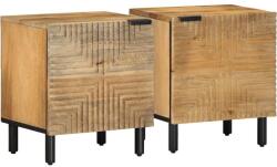 vidaXL 2 db barna tömör mangófa éjjeliszekrény 40 x 33 x 46 cm (4017717)