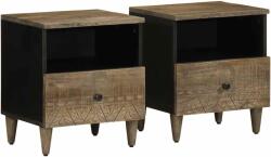 vidaXL 2 db világosszürke tömör mangófa éjjeliszekrény 40 x 33 x 46 cm (4017799)