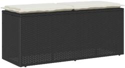 vidaXL fekete polyrattan kerti pad párnával 110x40x44 cm (4104145)