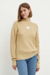 Calvin Klein pamut pulóver bézs, félgarbó nyakú, J20J223609 - bézs M