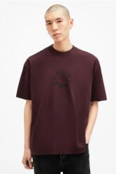 AllSaints pamut póló TIERRA SS CREW bordó, férfi, nyomott mintás, M072PB - burgundia S