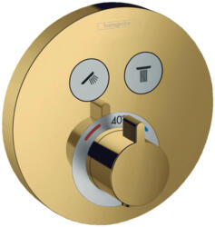 Hansgrohe Shower Select, rejtett termosztatikus csaptelep 2 készülékhez, csiszolt arany megjelenés 15743990 (HAN-15743990)