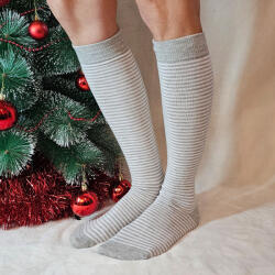 Sox World Női csíkos mintás térdzokni Világos szürke 81468